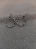 J 223  Silver Rope Hoop Earrings