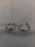 J 235  Silver 3/4 inch 3 Layer Hoop Earrings