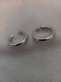 J 219  Silver 1 inch x 1/4 inch Hoop Earrings