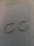 J 223  Silver 2 Layer Hoop Earrings