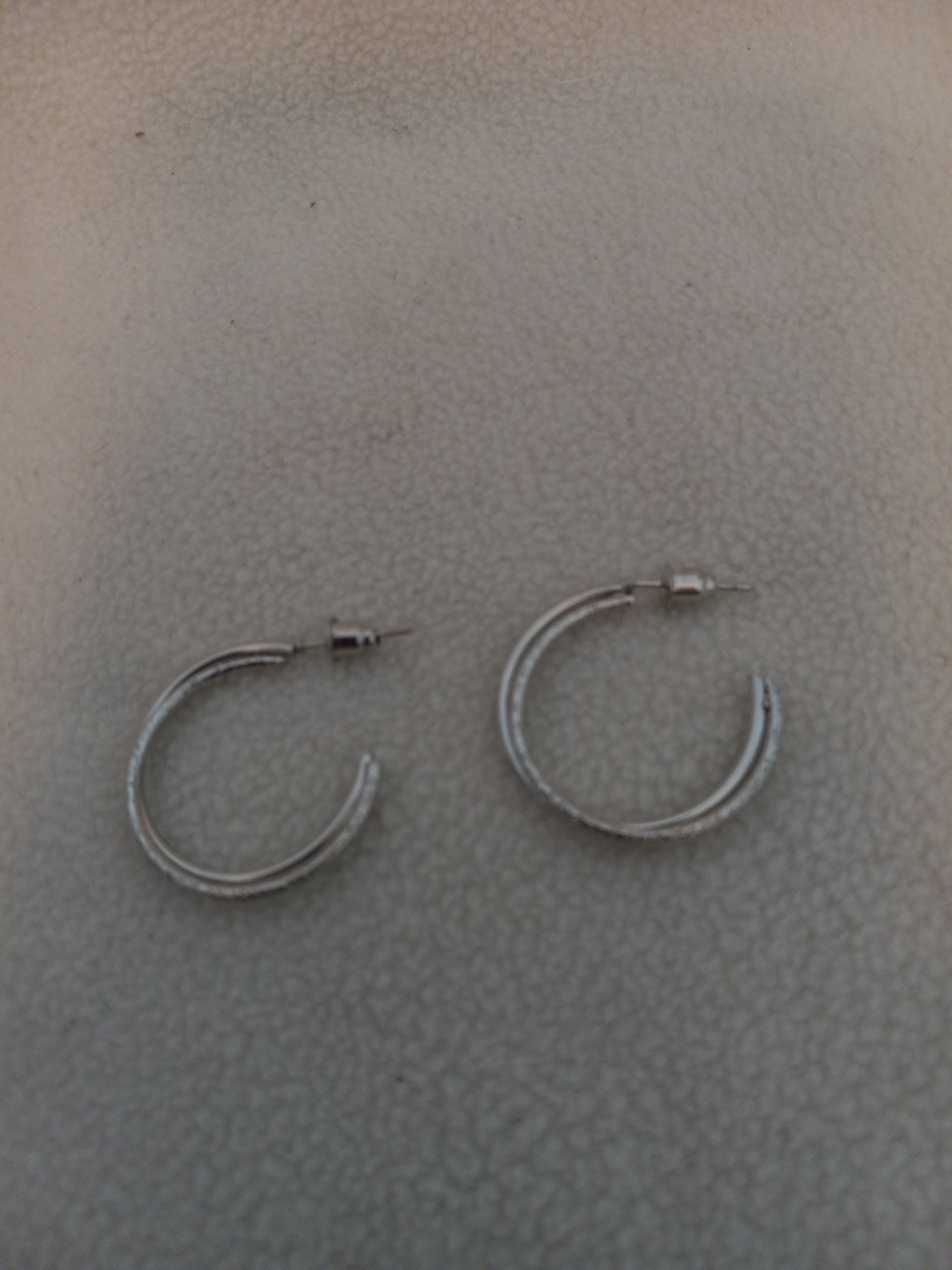 J 223  Silver 2 Layer Hoop Earrings
