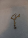 J 248  Gold 18 inch Tear Drop Onyx Necklace