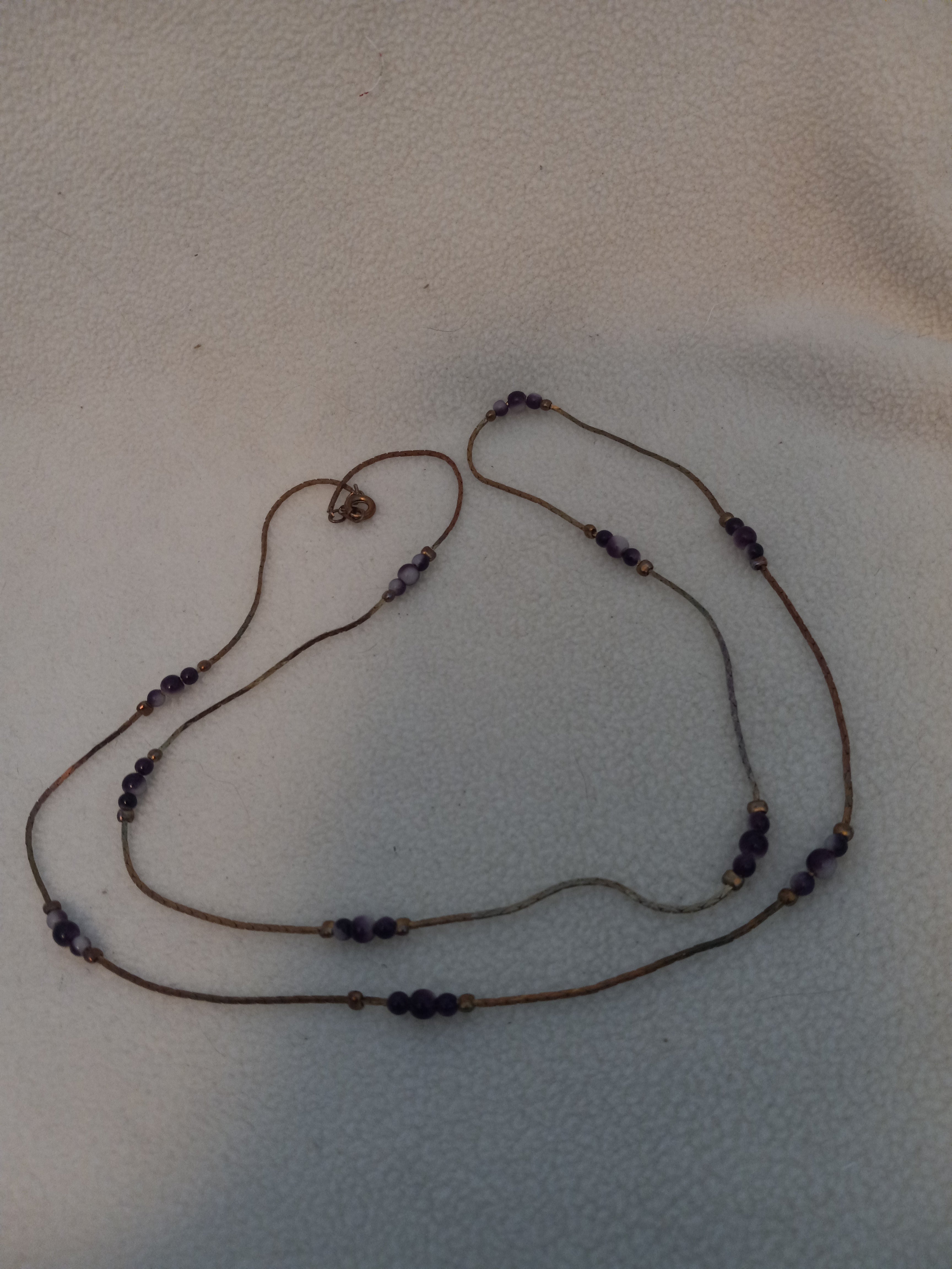 J 245  Gold 24 inch Dainty Beaded Necklace