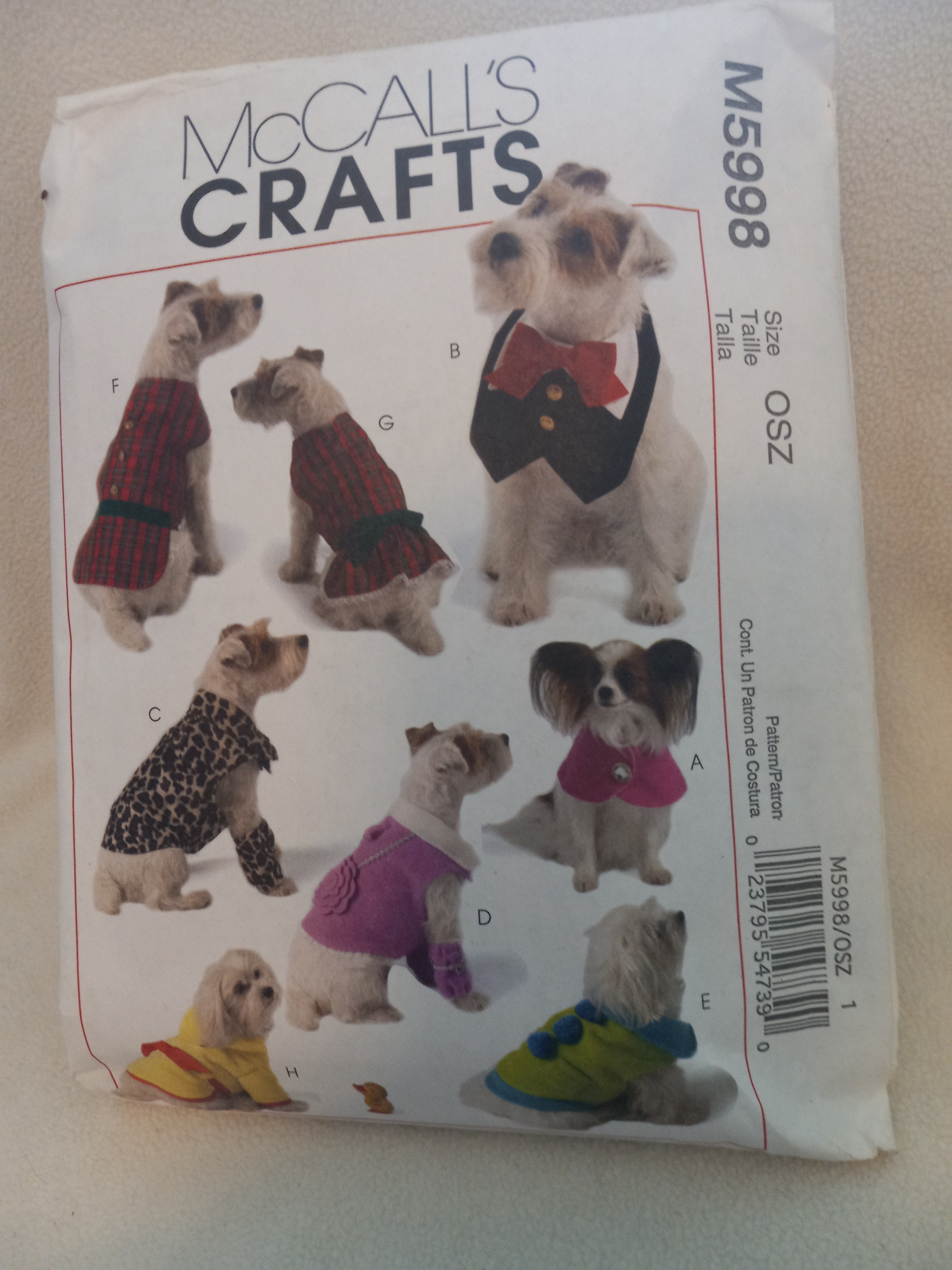 McCall's Crafts M5998 Pet Clothes