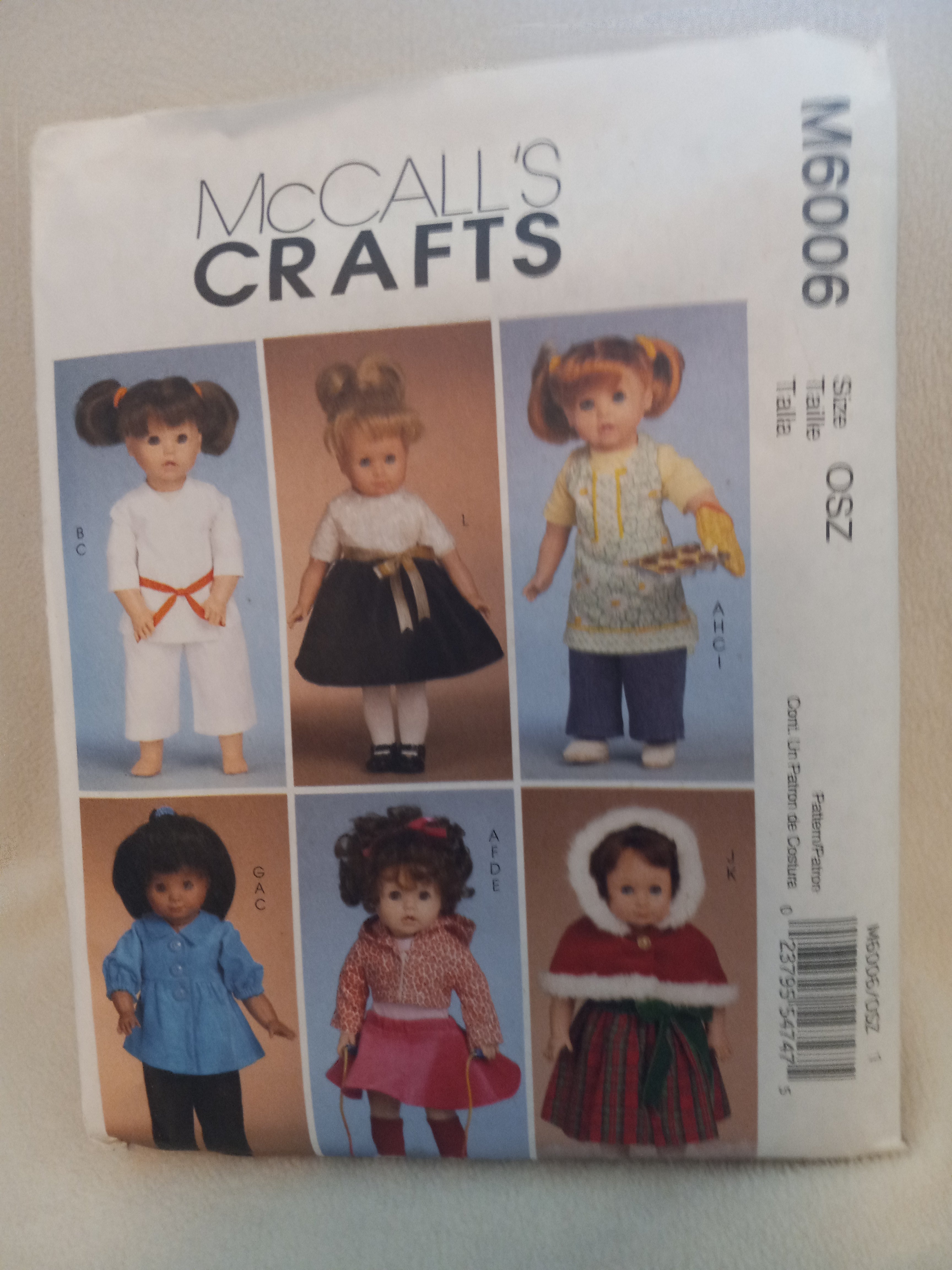 McCall's Crafts M6006 - 18 inch Doll Patterns