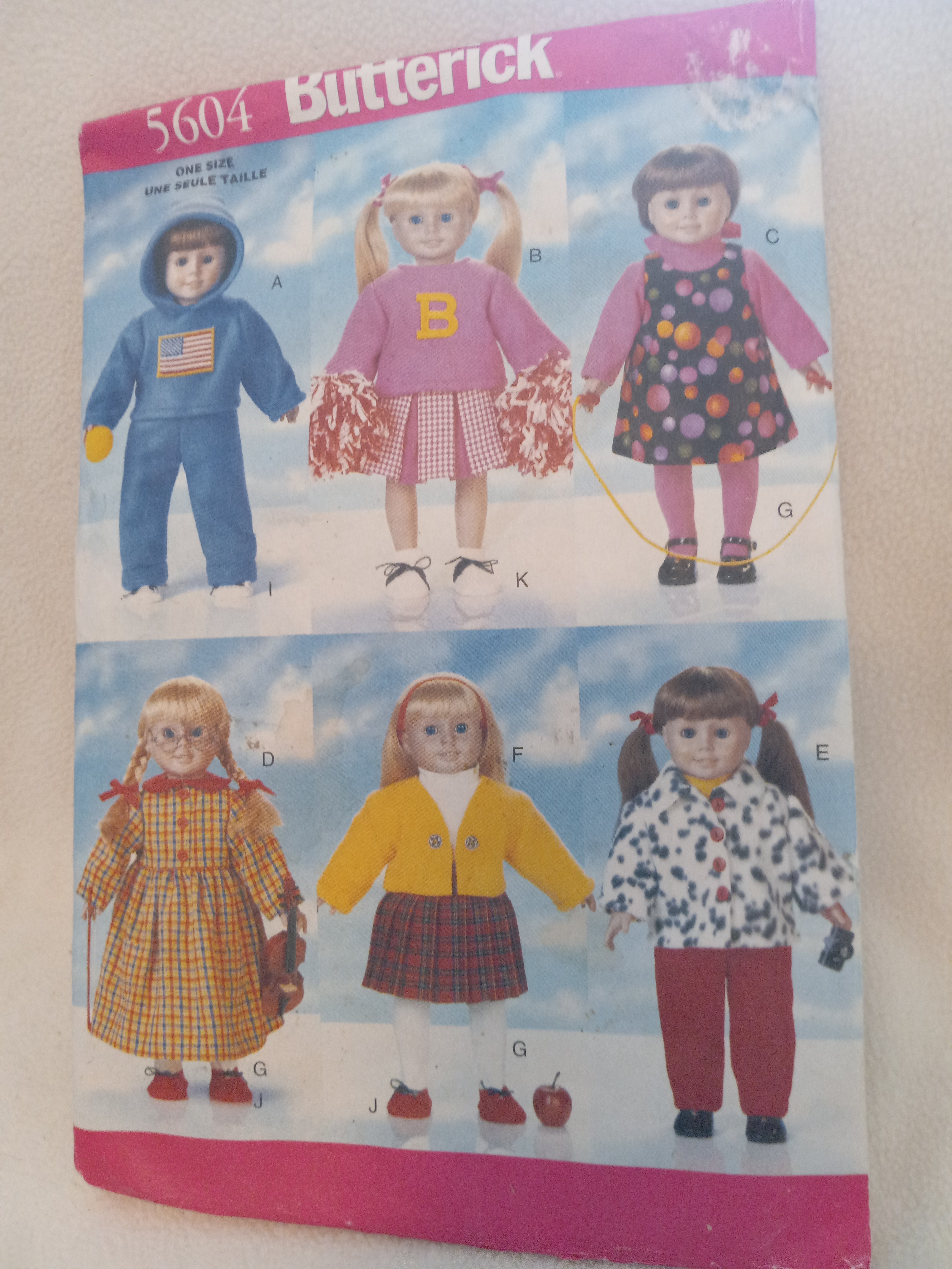 Butterick 5604  Back to School Wardrobe for 18 inch Doll