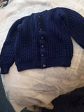 New Handcrafted Child's Crocheted Sweater - Size 9-10 - Soft Navy