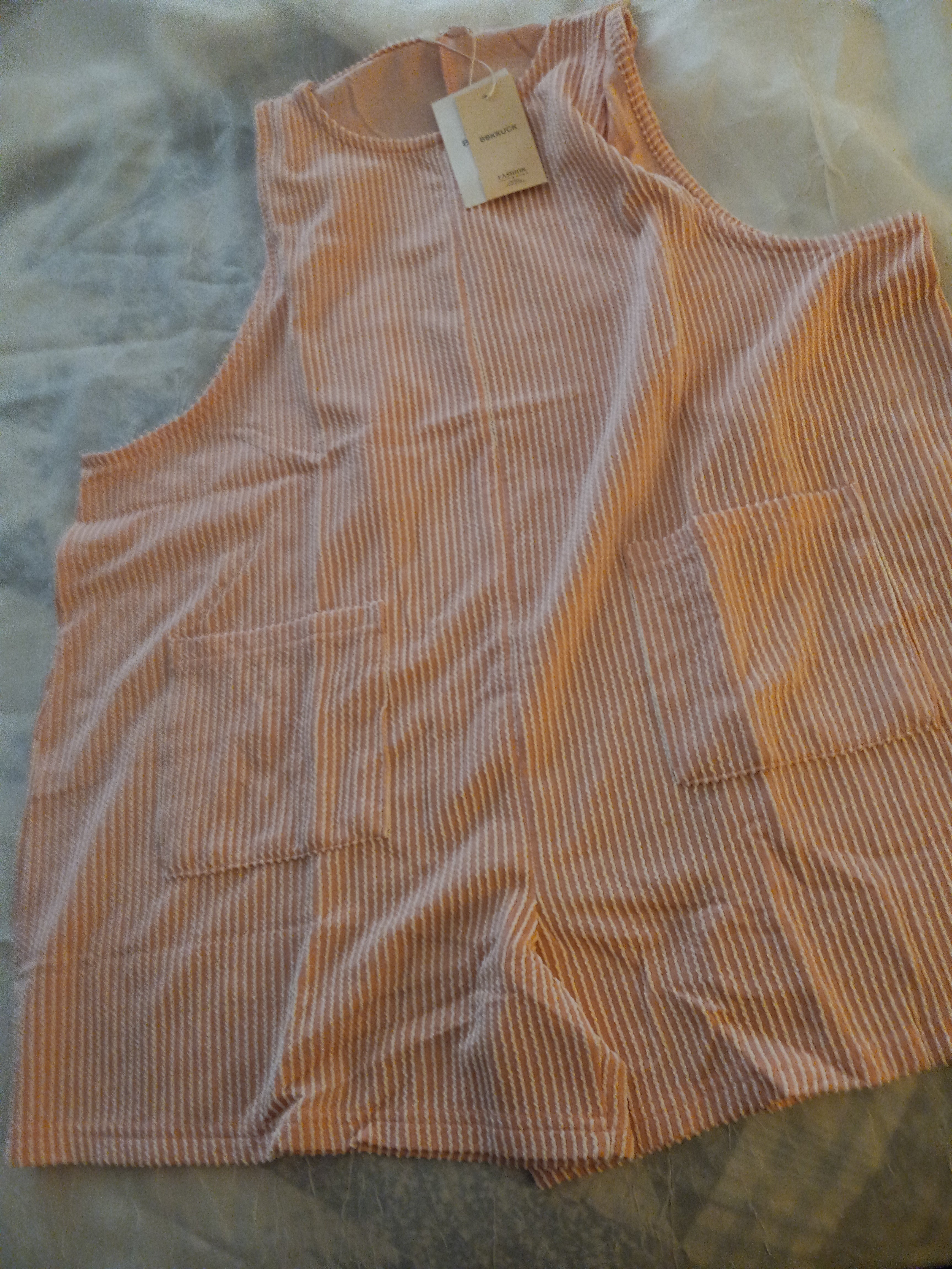 New Peach with White Pin Stripe Women's Romper - Size XL