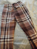 Brown Plaid Women's Leggings Size Small