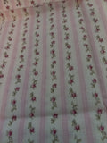 F238  Cream and Peach Linen Stripe with Tiny Roses