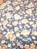 F226  Flowers on Black Cotton Blend Fabric