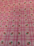 F228  Pink and White Seersucker Plaid Fabric