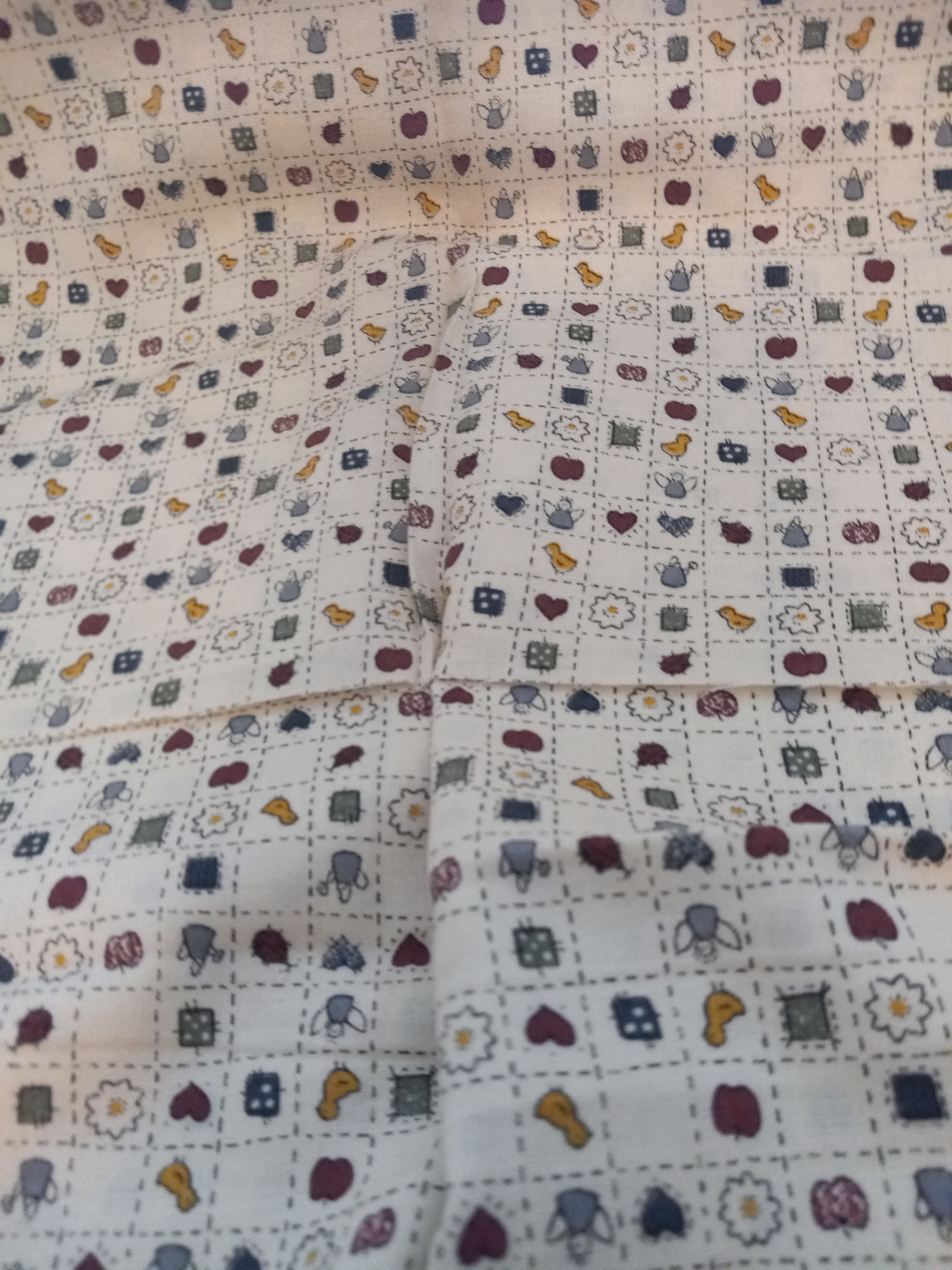 F229  Cream Fabric with Primitive Blocks in Miniatures