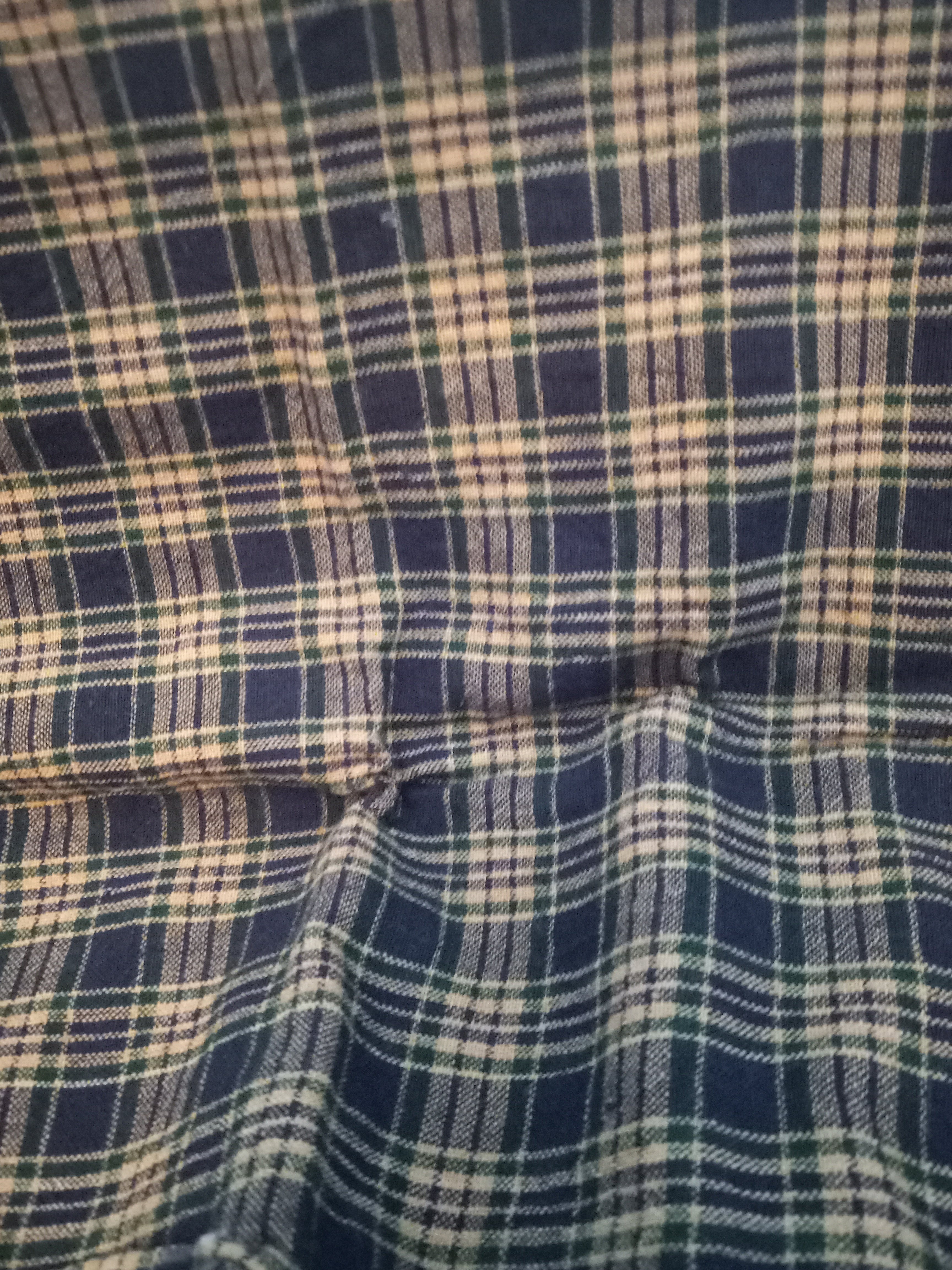 F221  Green, Black and Cream Light Weight Plaid Fabric