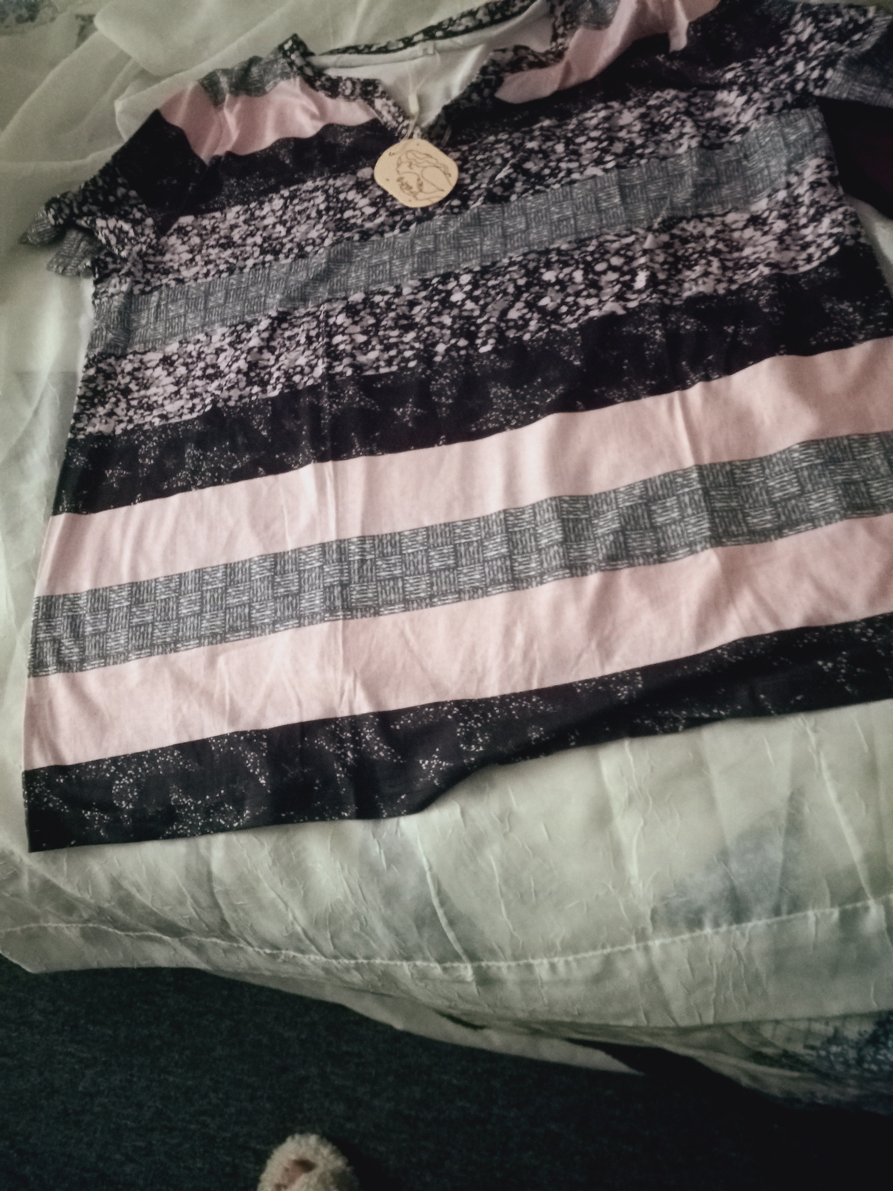 Striped V-Neck Ladies' Tee - Size XL