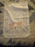 Vintage Linen - Embroidered Table Runner / Bureau Scarf 39 inches x 13 1/2 inches