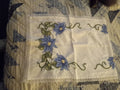 Vintage Linen - Table Runner / Bureau Scarf Blue Floral Pattern - 36 inches x 14 inches