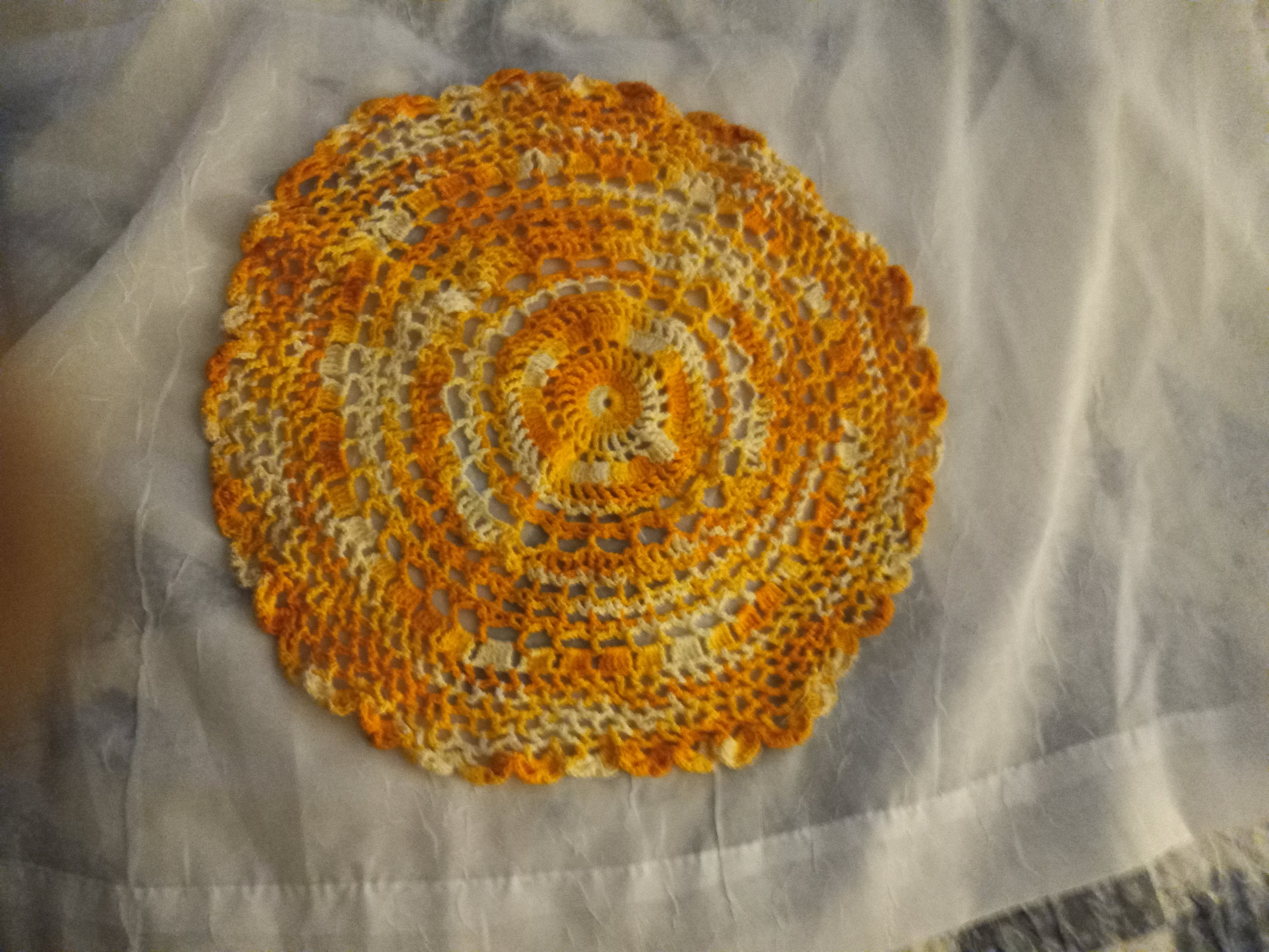 12 inch Hand Crocheted Yellow Ombre Doily