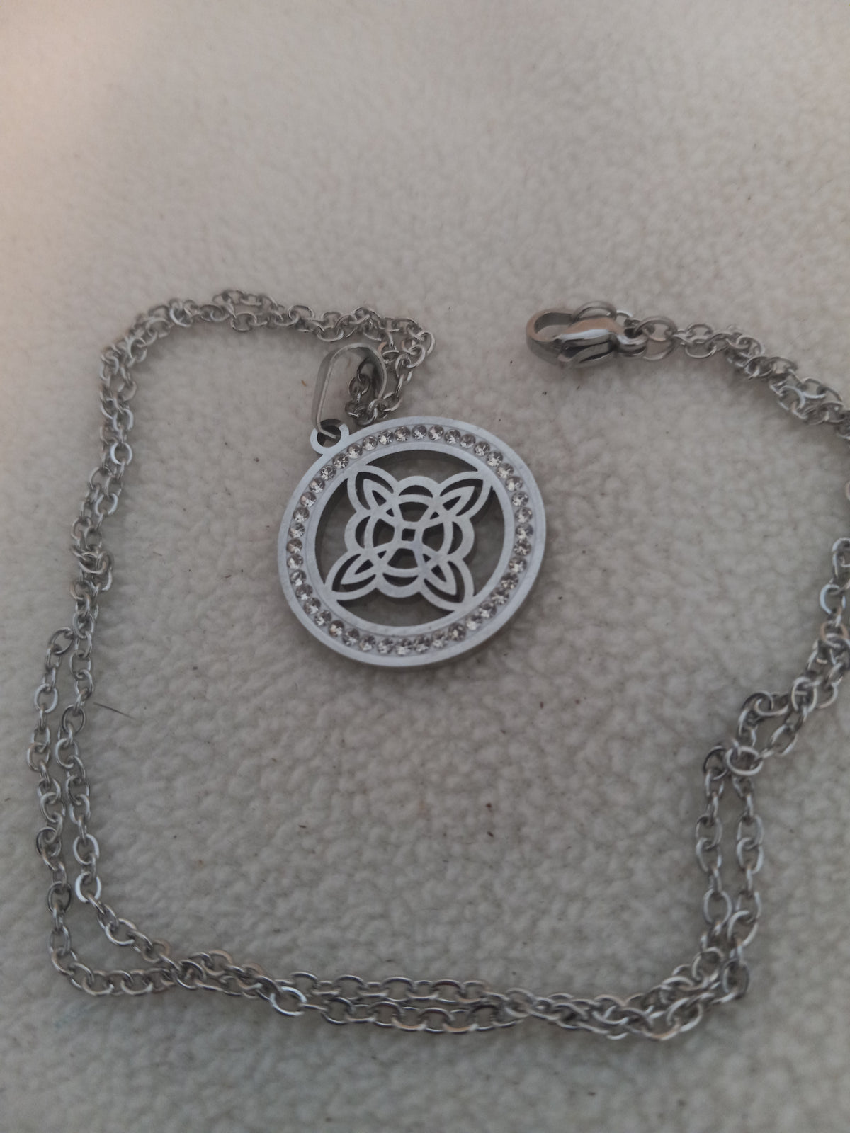 J260  Silver and Cubic Zirconia Necklace 19 inch Chain