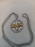 J262  Silver Reversible Pendant measuring 23 inches