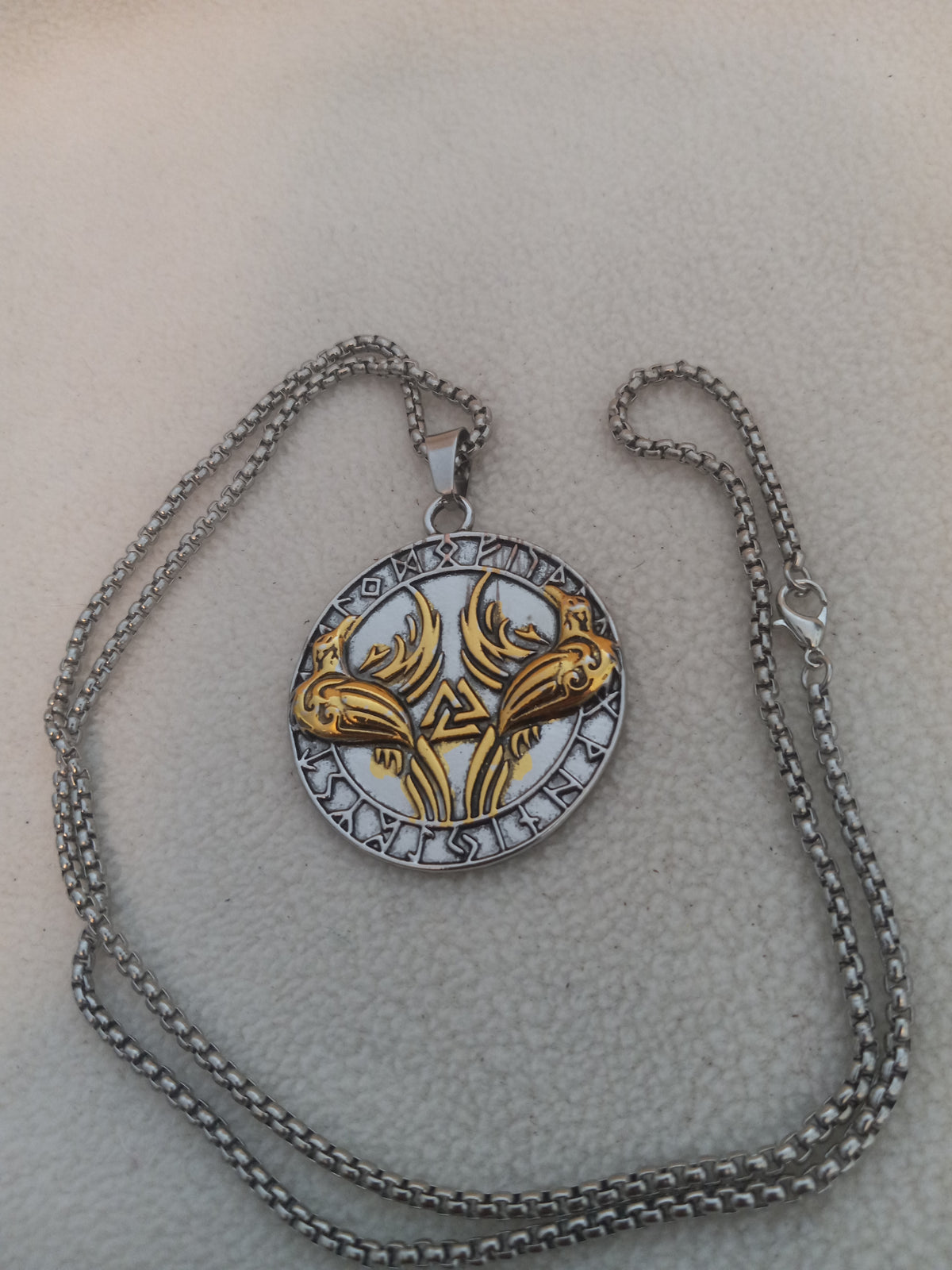 J262  Silver Reversible Pendant measuring 23 inches