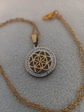 J271  Gold and Cubic Zirconia Necklace - 21 inch Chain