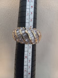 J 275  Gold and Crystal Cocktail Ring - Size 8