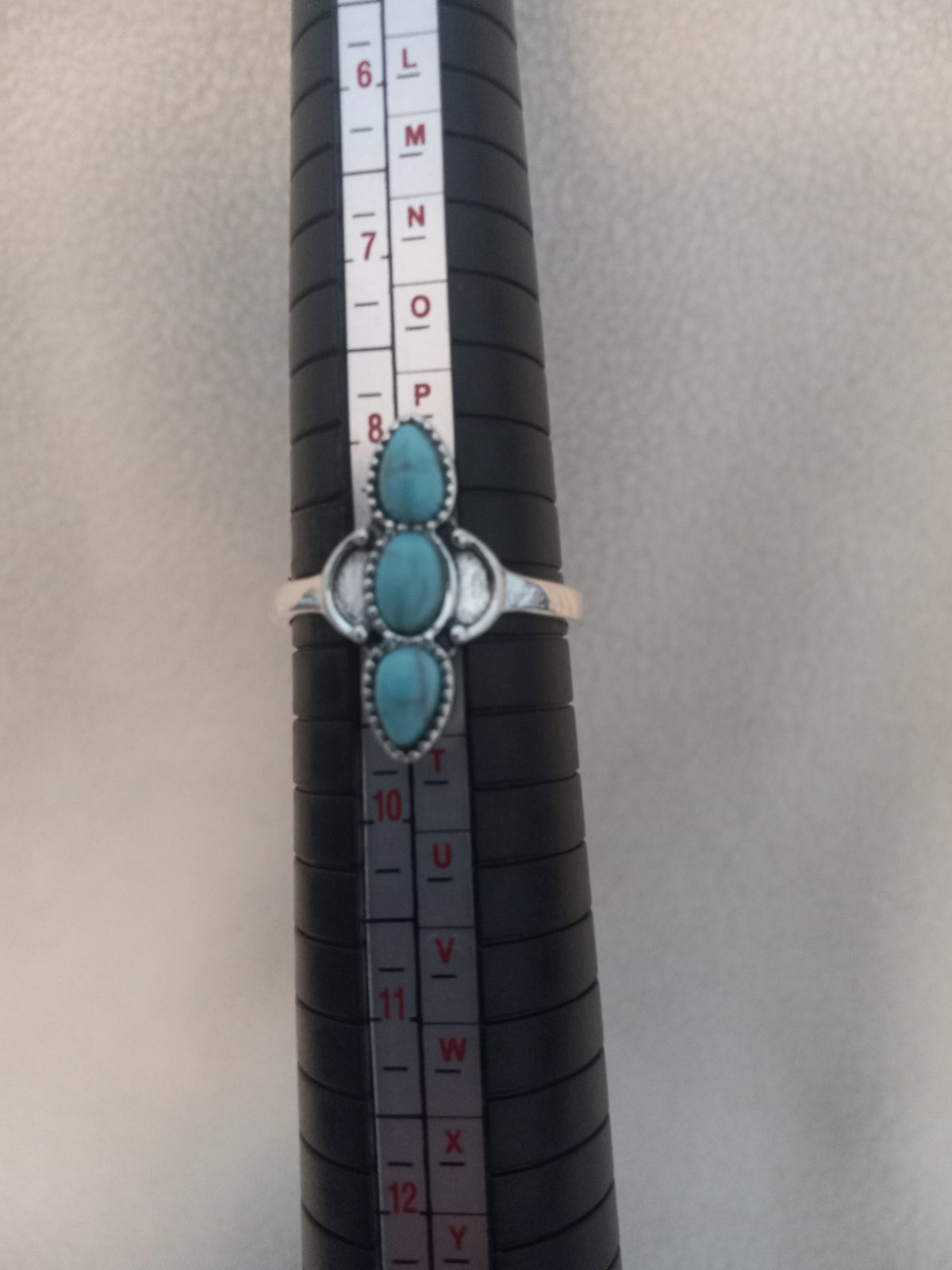 J 282  Silver Turquoise Ring - Size 9