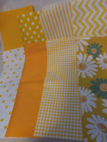 F 223  Fabric for Quilting and Crafts - 8 Pieces 10 in x 10 in - Yellows