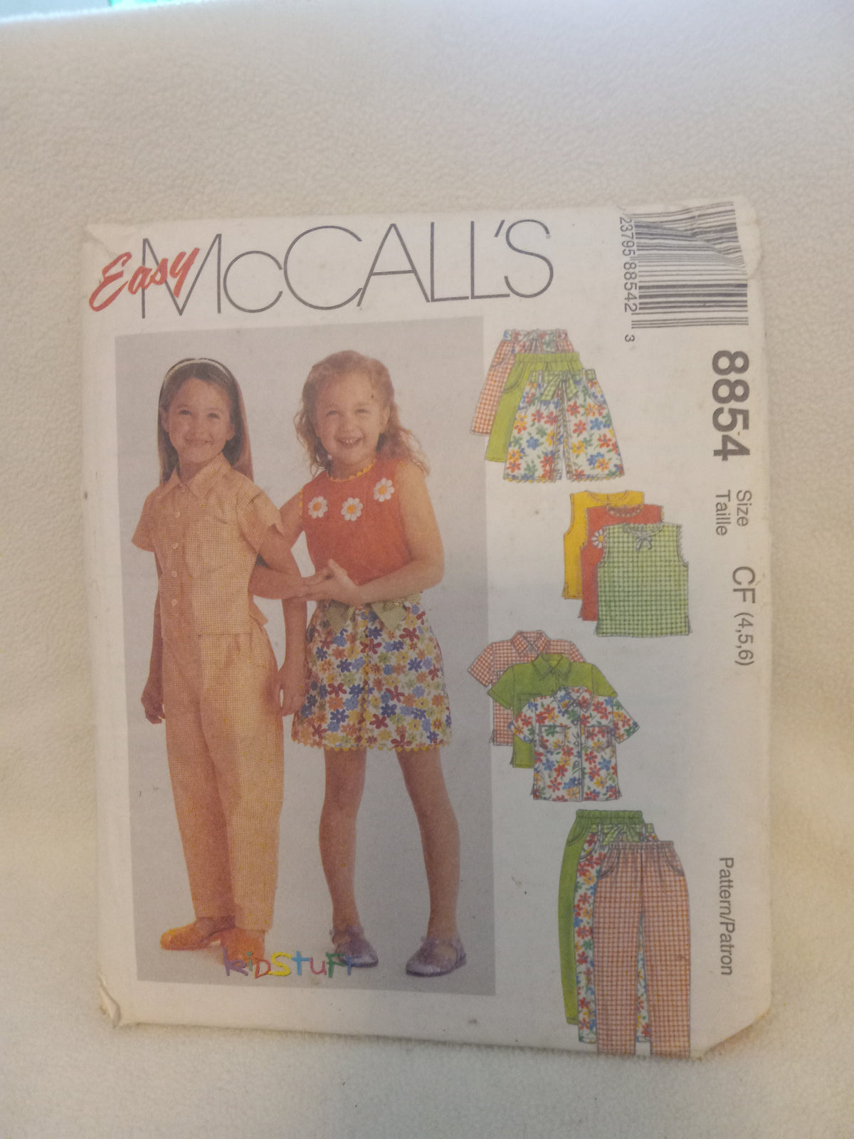 Pattern - Easy McCall's 8854 - Girl's Tops, Pants and Short - Sizes 4-5-6