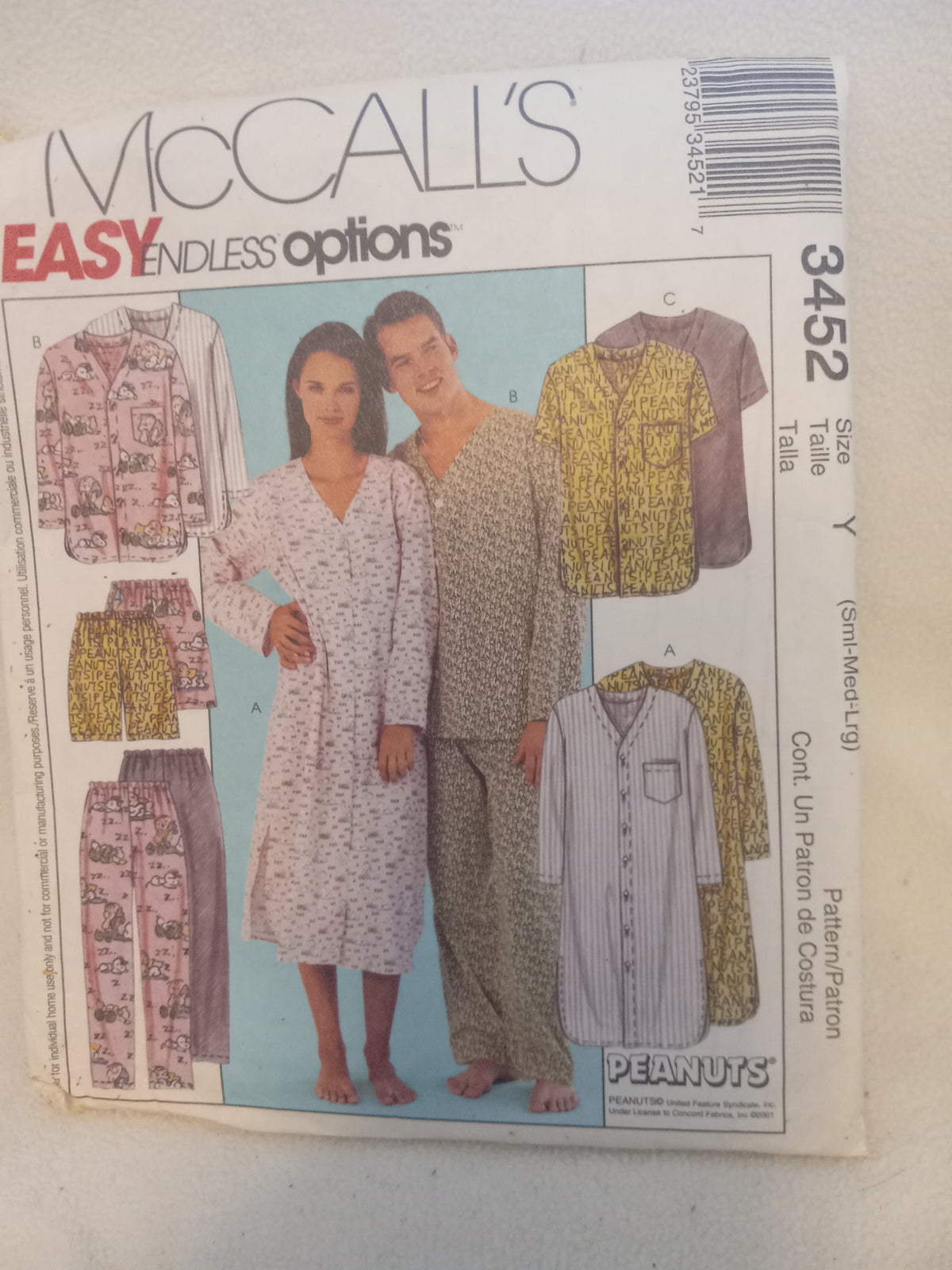 Pattern - McCall's Easy Endless Options 3452 - Pajama Options - Sizes S - M - L