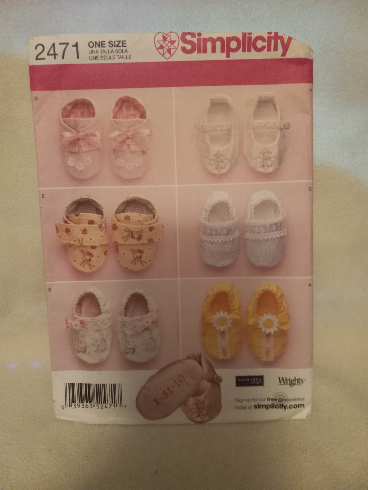 Pattern - Simplicity 2471 - Baby Shoes - One Size