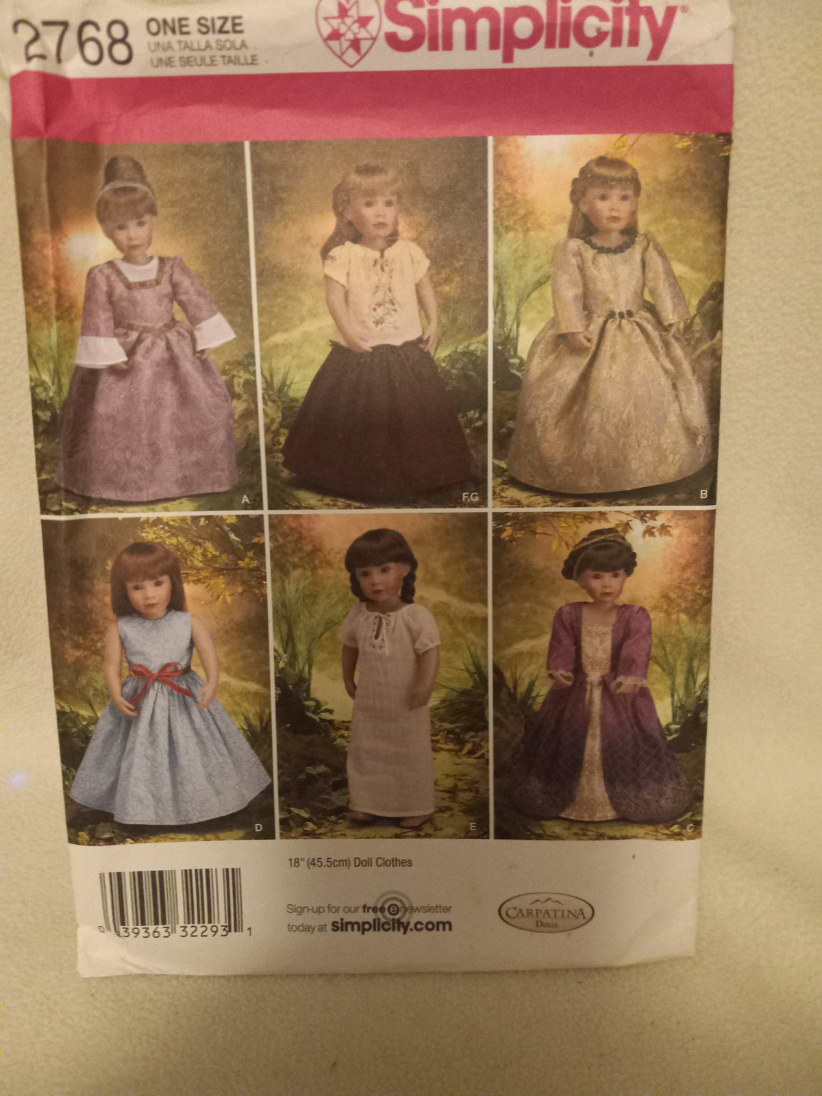 Pattern -Simplicity 2768 - 18 inch Doll Clothes