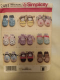 Pattern - Simplicity 2491 - Baby Shoes - Sizes XS - S - M - L