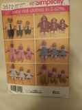Pattern - Simplicity 3572  - Baby Doll Clothes in 3 Sizes Small - Medium - Large