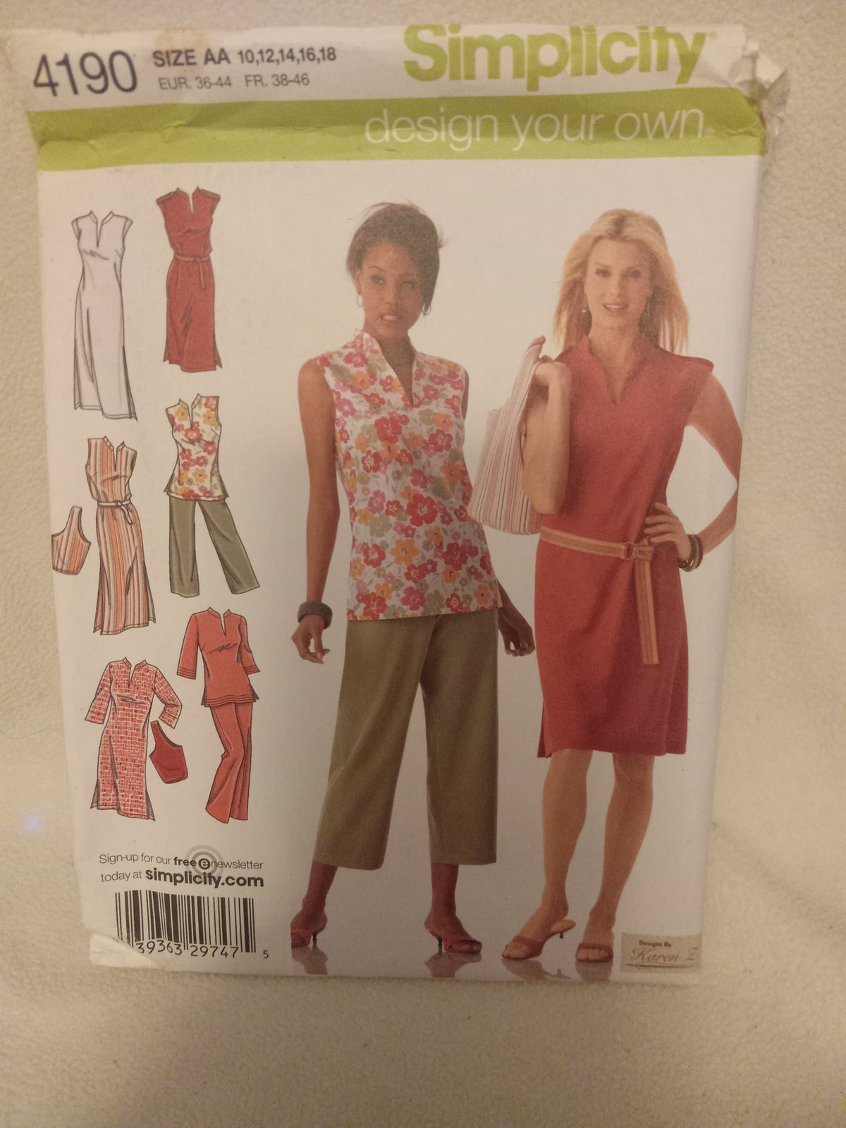 Pattern - Simplicity 4190 - Design Your Own Dress, Tunic, Pants, Bag - Sizes 10 - 18