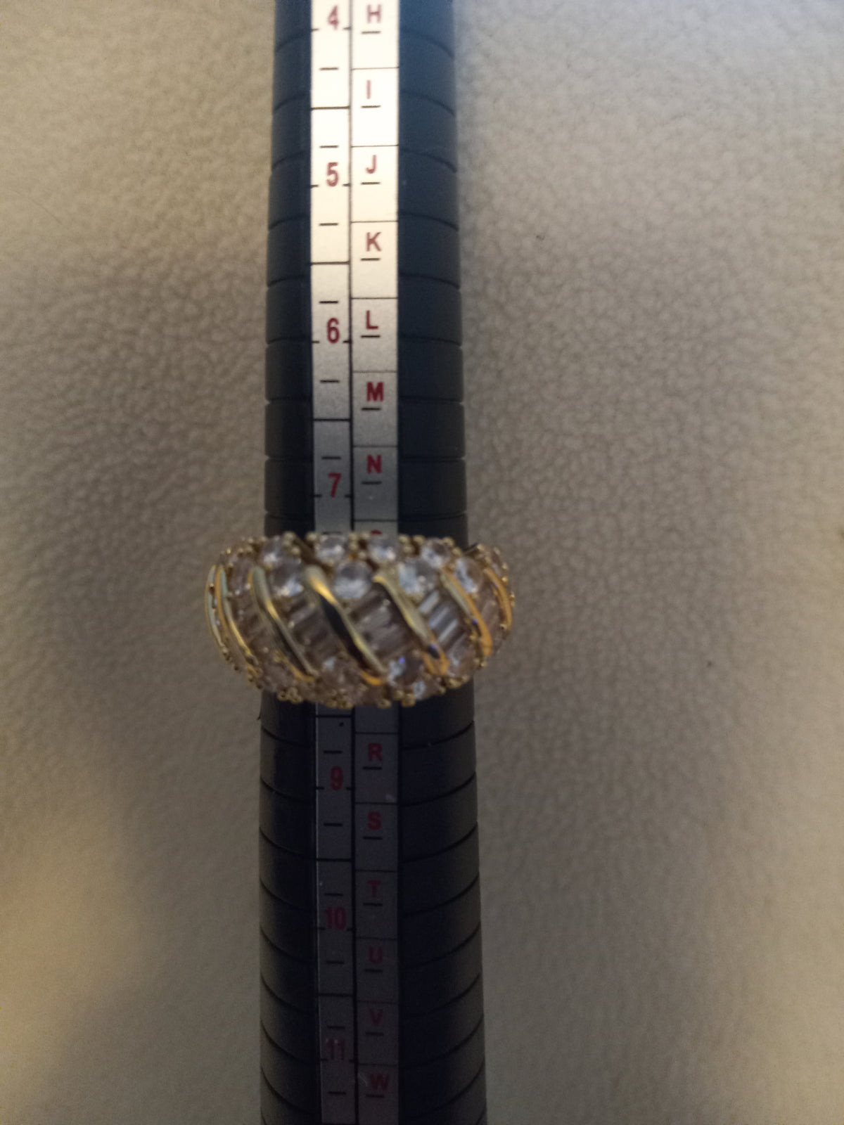 J 302 - Gold and Crystal Cocktail Ring - Size 8