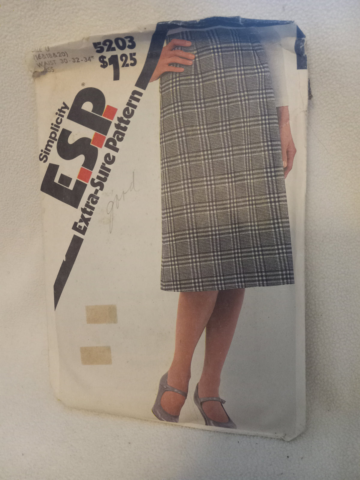 Pattern -  Simplicity E.S.P Extra-Sure Pattern 5203 - Misses' Skirt - Sizes 16-18-20