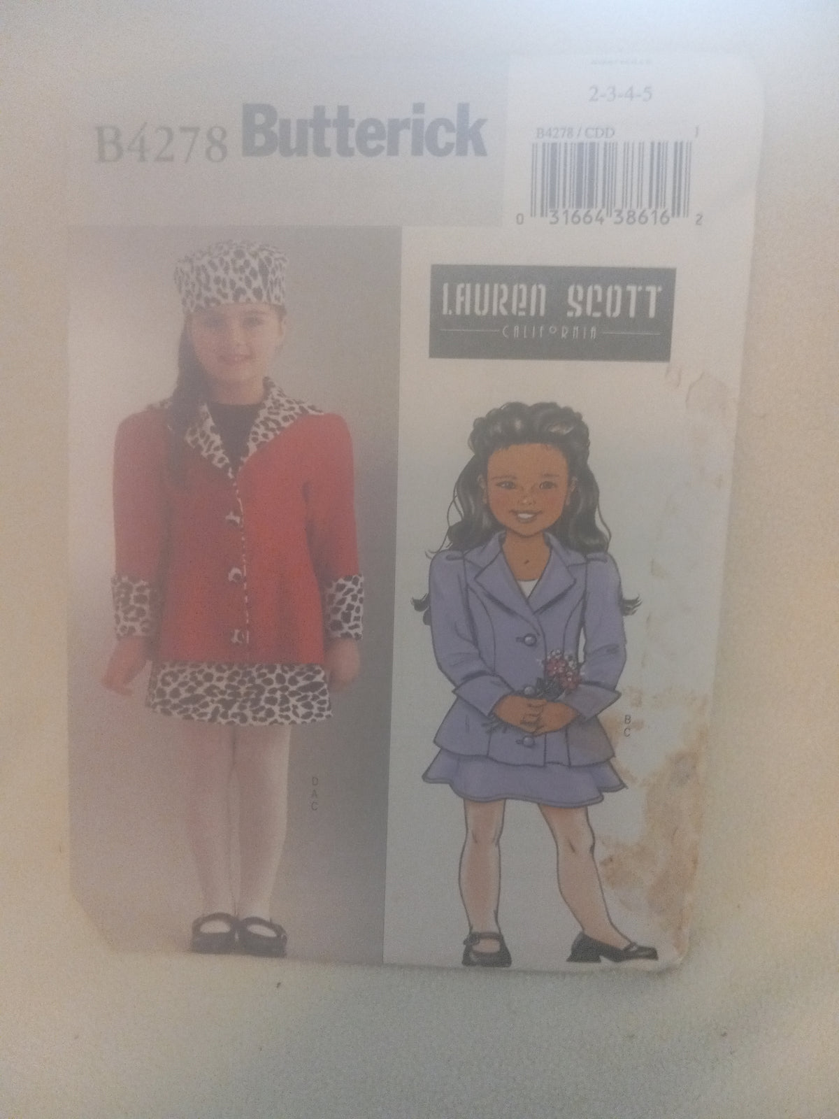 Pattern - Butterick B4278 - Girl's Jacket, Skirt and Hat by Lauren Scott - Sizes 2-3-4-5