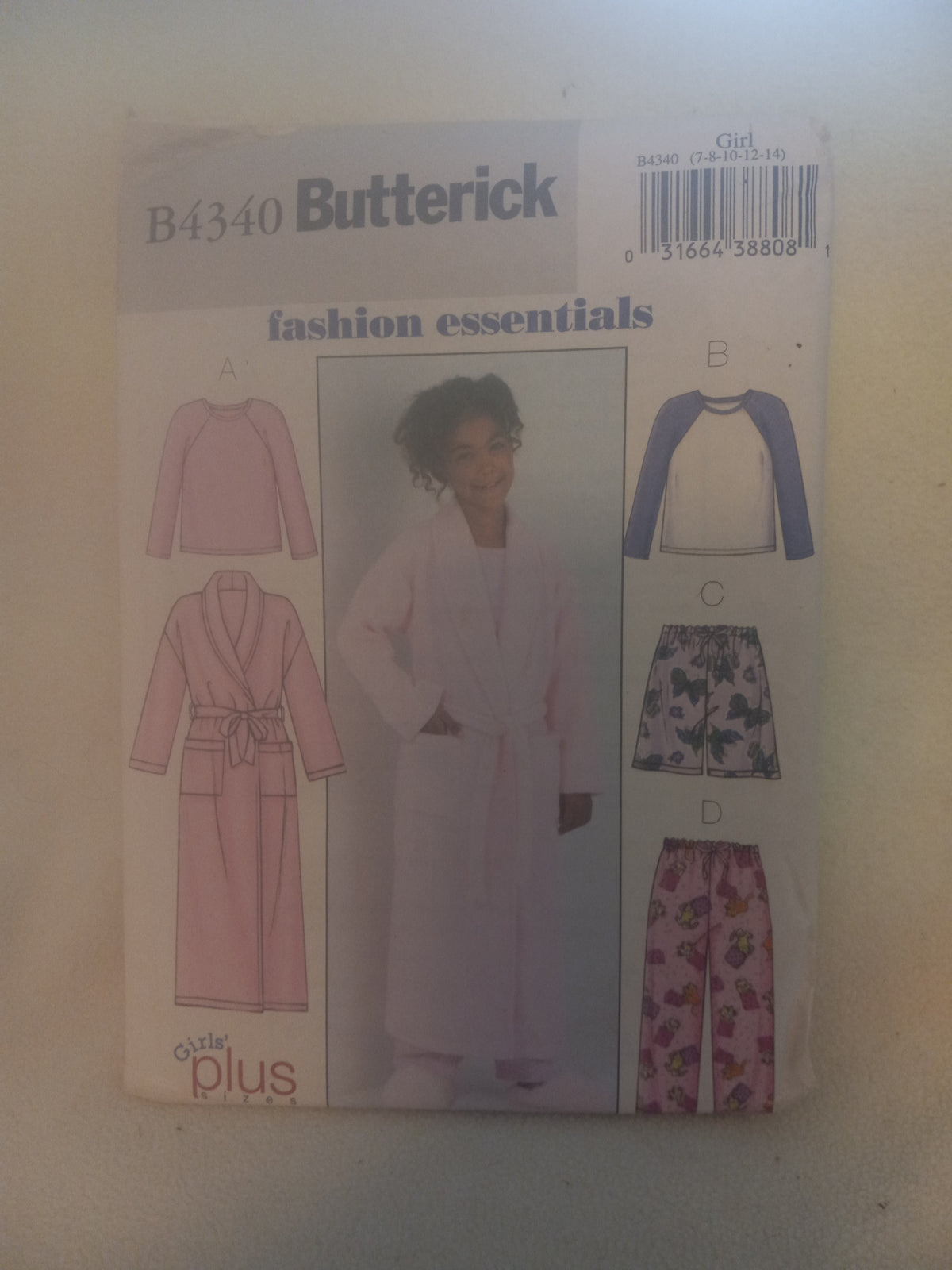 Pattern - Butterick B4340 - Girl's Plus Robe, Belt, Top, Shorts & Pants - Sizes 10 1/2 - 16 1/2