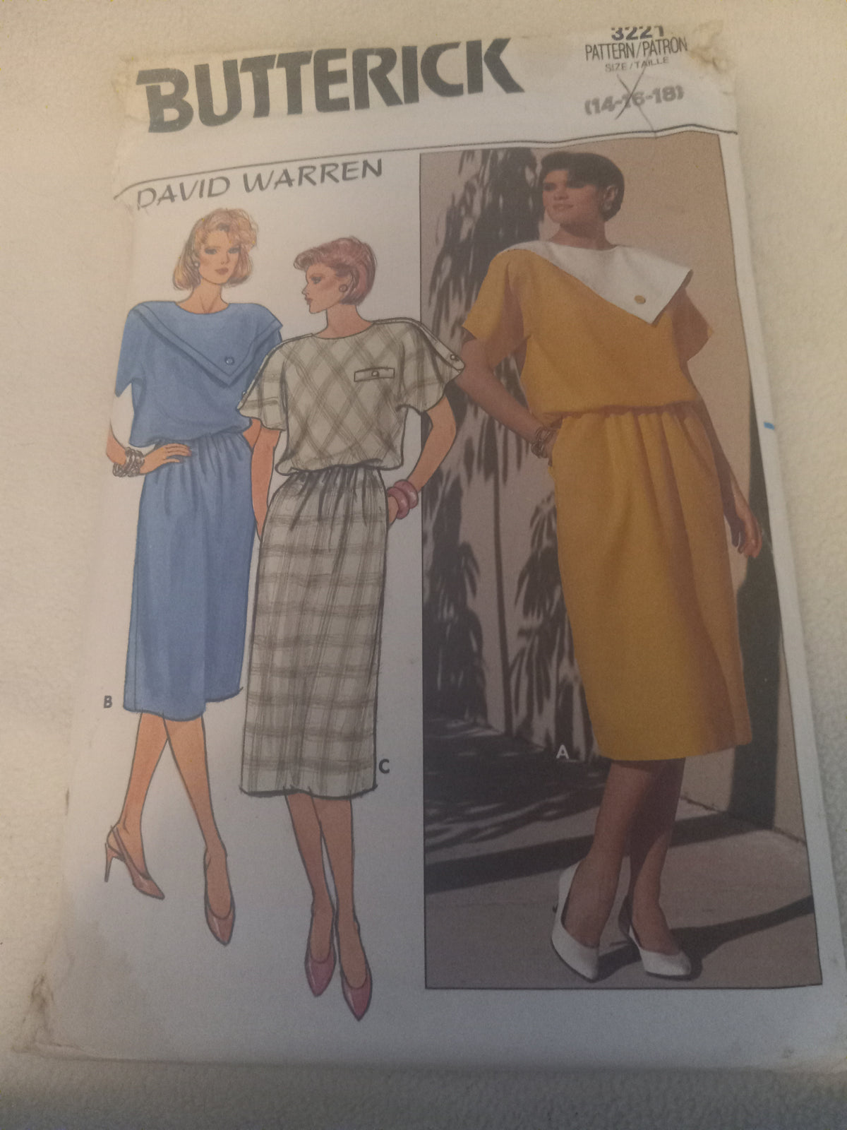 Pattern - Butterick 3221 - David Warren Misses' Dress - Sizes 14-16-18