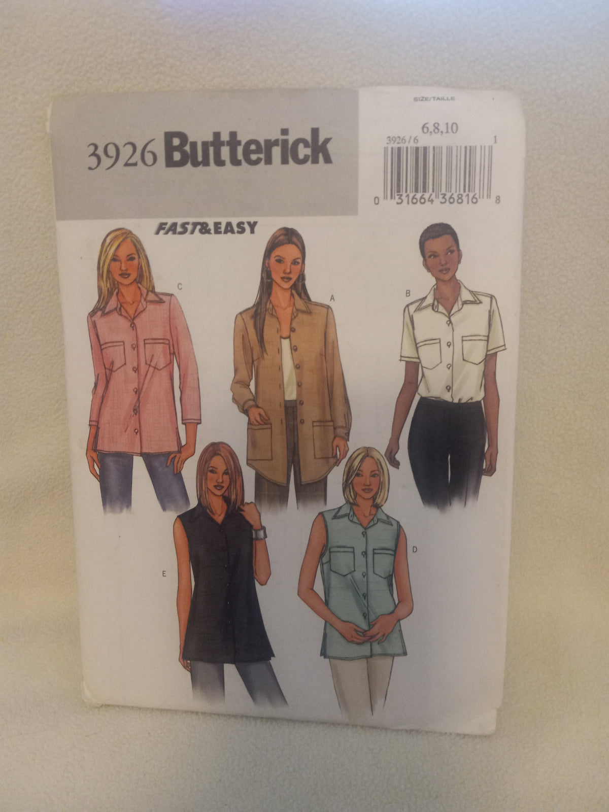 Pattern - Butterick 3926 Fast & Easy Misses'/Misses' Petite Top - Sizes 6-8-10