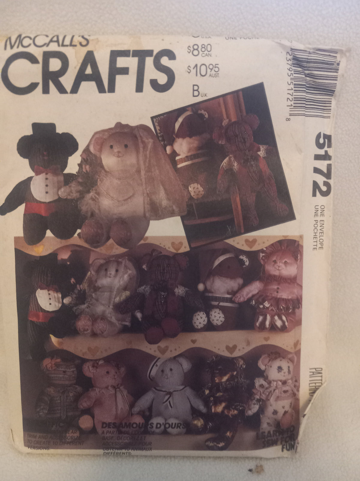 Pattern - McCall's Crafts 5172 - Bear Doll Package - 10 Designs - 21 inches Tall