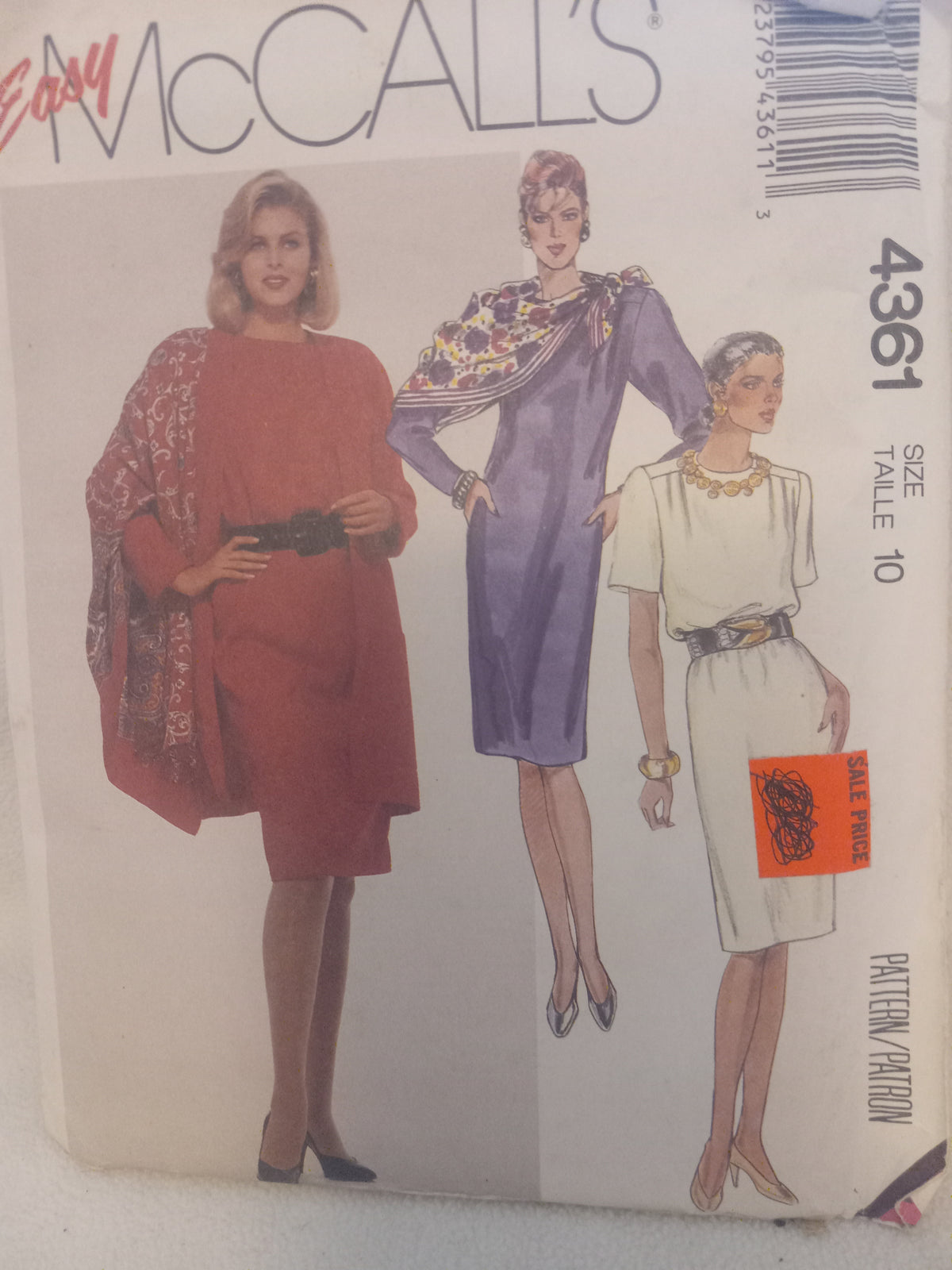 Pattern - Easy McCall's 4361 - Misses' Unlined Jacket, Dress & Scarf - Size 10
