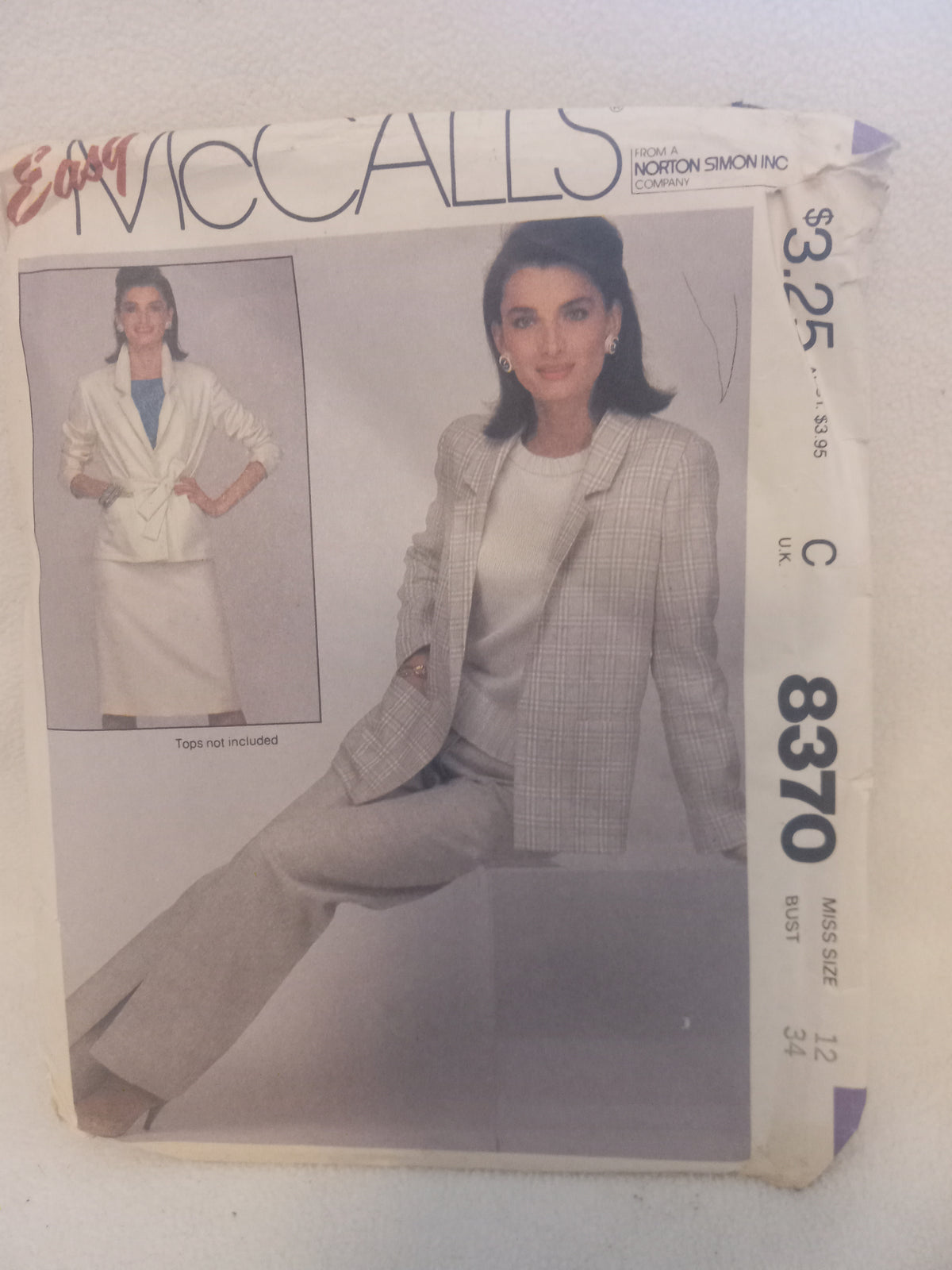 Pattern - Easy McCall's 8370 - Misses' Jacket, Tie Belt, Skirt & Pants - Size 12