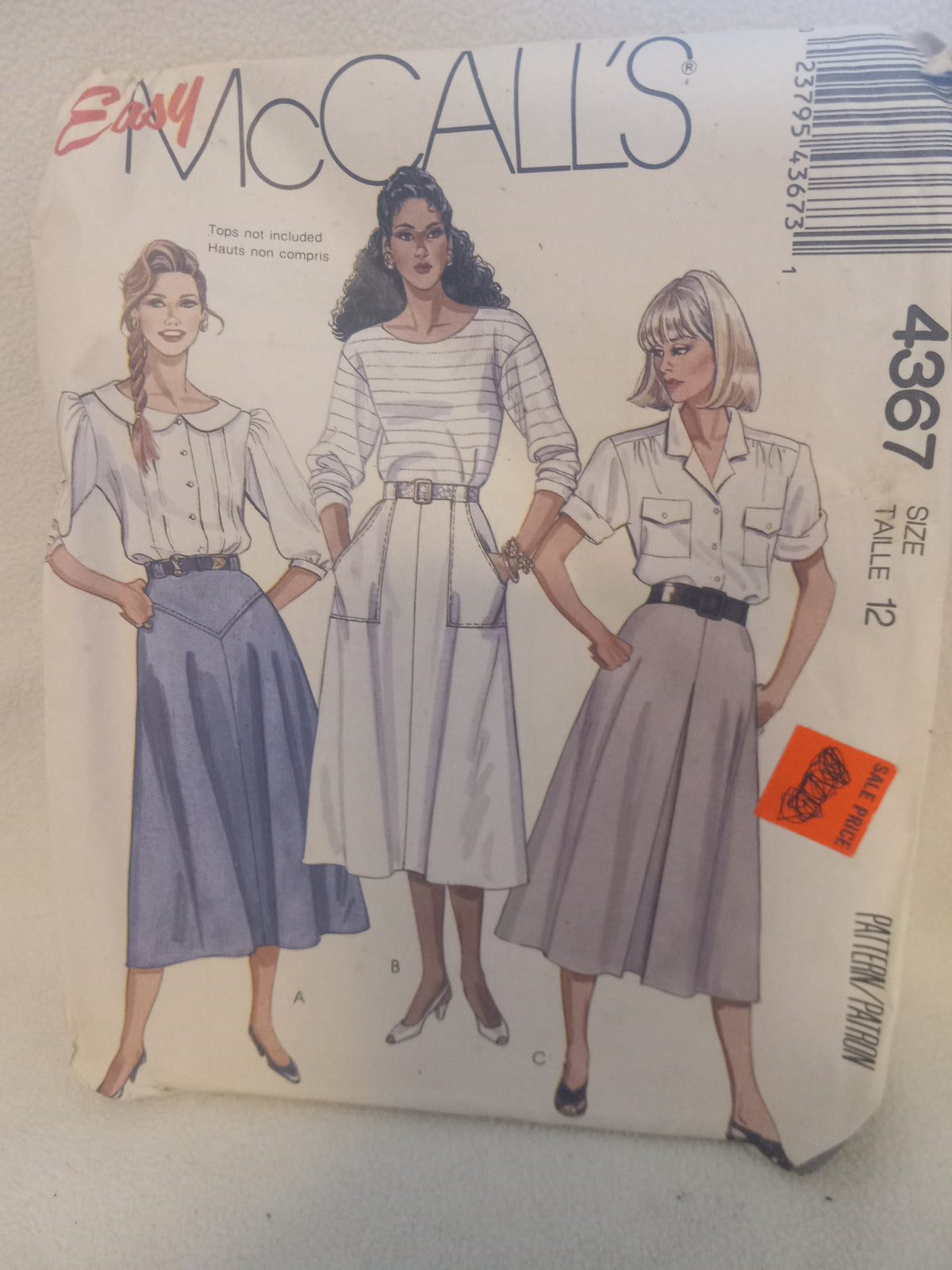 Pattern - Easy McCall's 4367 - Misses' Skirts in 3 Styles - Size 12