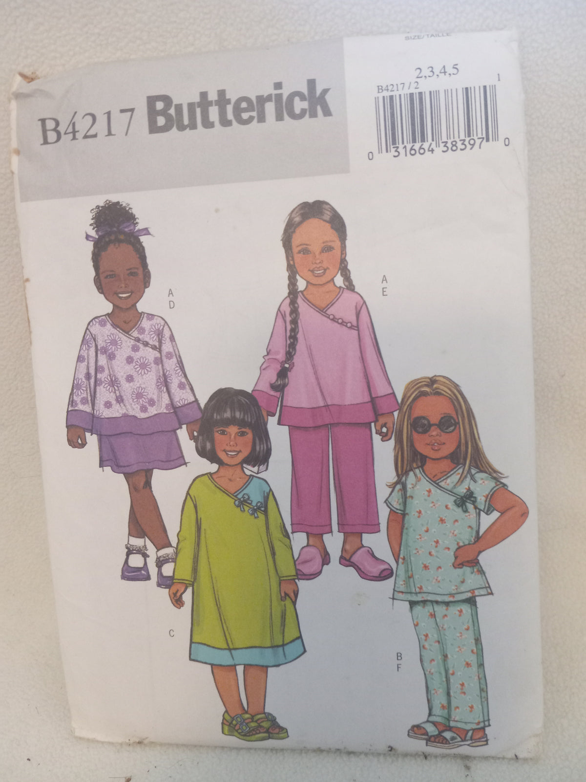 Pattern - Butterick B4217 - Children's/Girls Top, Dress, Skirt, Pants- Sizes  2-3-4-5