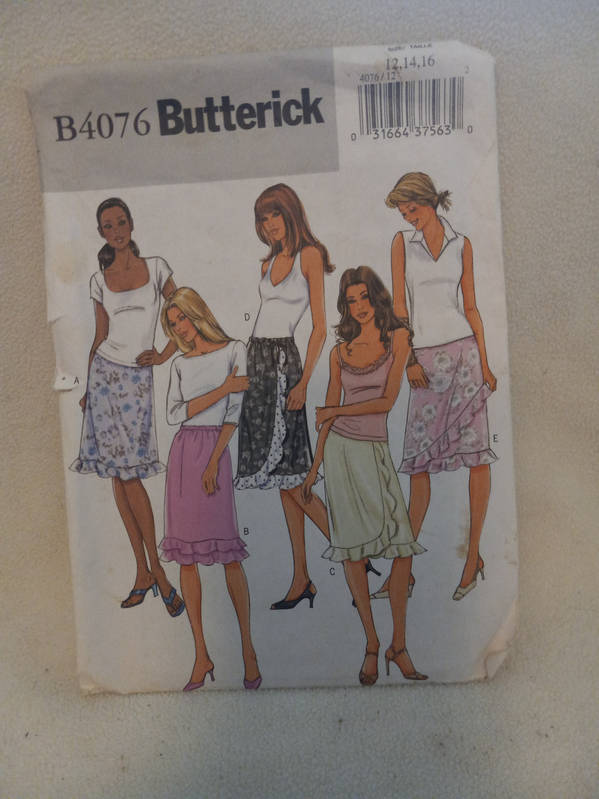 Pattern - Butterick B4076 - Misses' Skirts in 5 Styles - Sizes 12-14-16