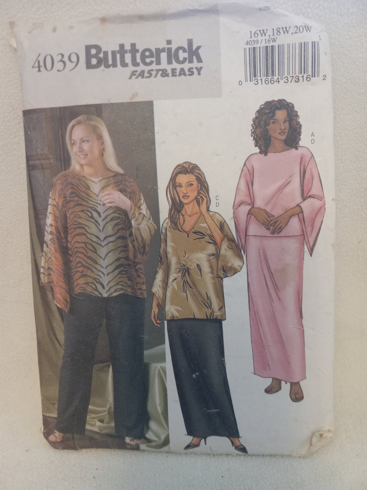 Pattern - Butterick 4039 - Women's/Petite Top, Tunic, Skirt, Pants - Sizes 16W-18W-20W