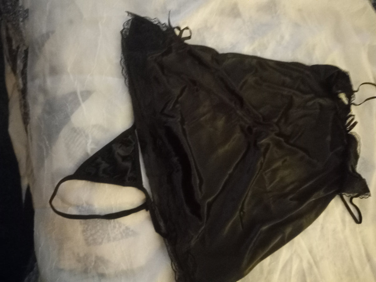 New Black 2 Piece Nightgown Set - Size Small
